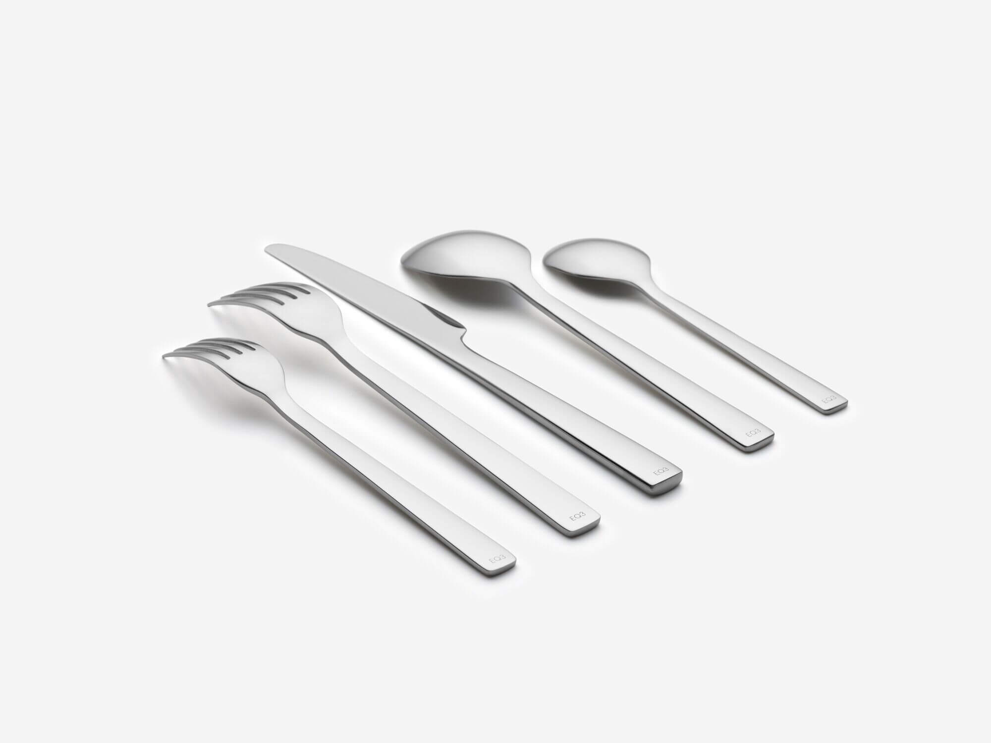 Stainless steel flatware set bottom view